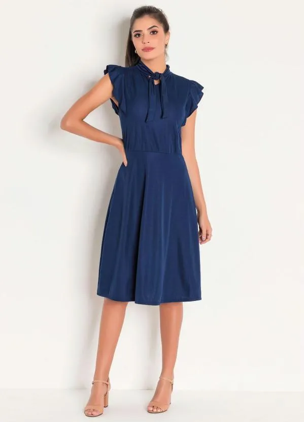 Rosalie - Vestido Marinho com Gola Laço 4