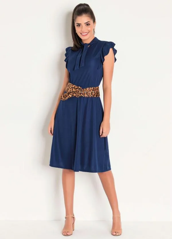 Rosalie - Vestido Marinho com Gola Laço 5