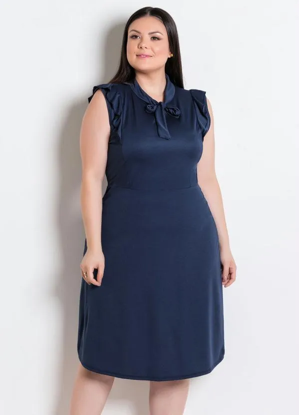 Rosalie - Vestido Marinho com Gola Laço 8