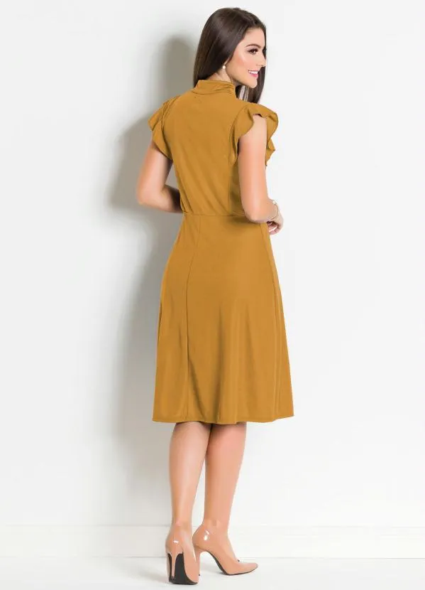 Rosalie - Vestido  Mostarda com Gola Laço 5
