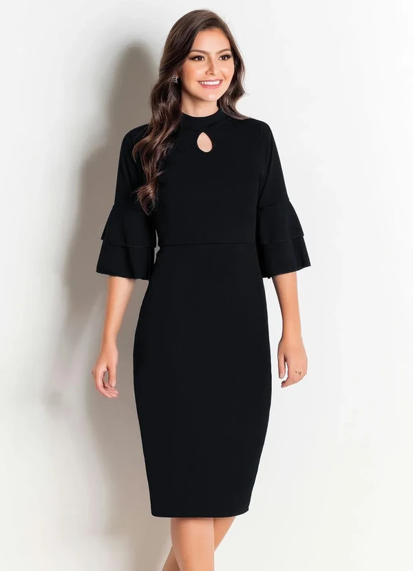 Moda Evangélica Vestido Preto Evase Rosalie Vestido Moda