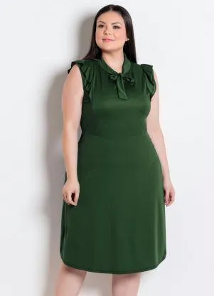 Rosalie - Vestido Verde com Gola Laço - ROSALIE