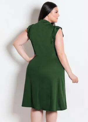 Rosalie - Vestido  Verde com Gola Laço - ROSALIE