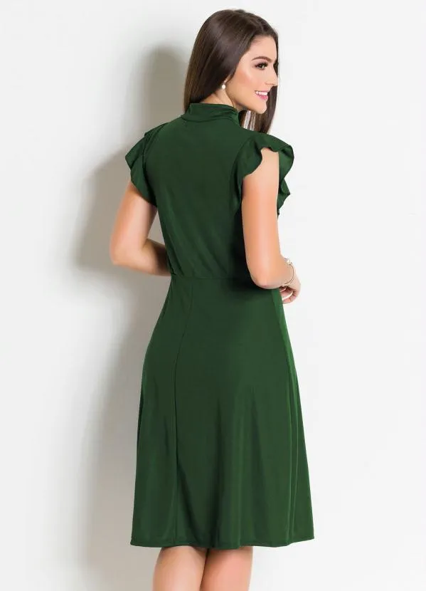 Rosalie - Vestido  Verde com Gola Laço 2