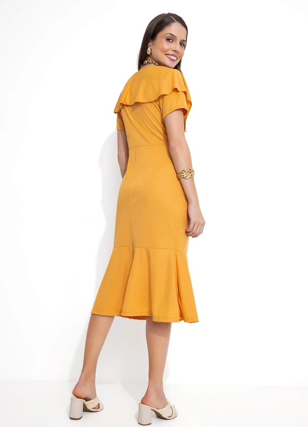 Rosalie - Vestido Mostarda com Faixa Fixa 2