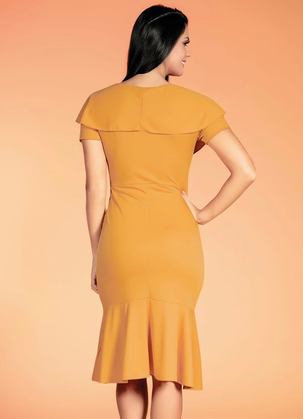 Rosalie - Vestido Mostarda com Faixa Fixa 5