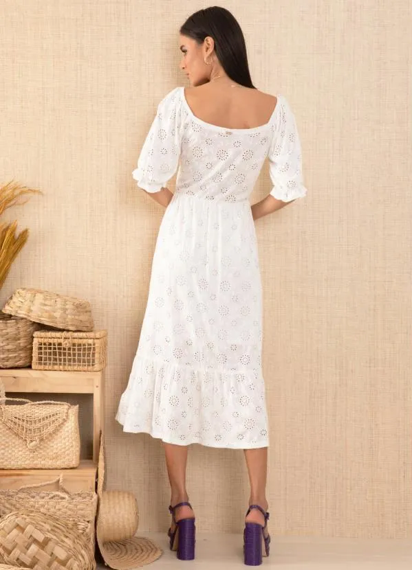 Quintess - Vestido Off White com Babados 3