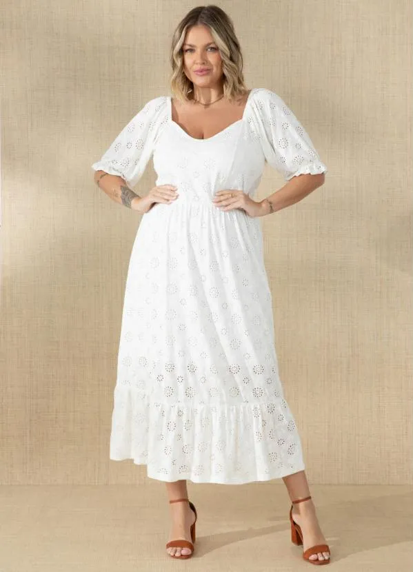 Quintess - Vestido Off White com Babados 8