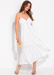 Vestido Off White em Malha Crepe