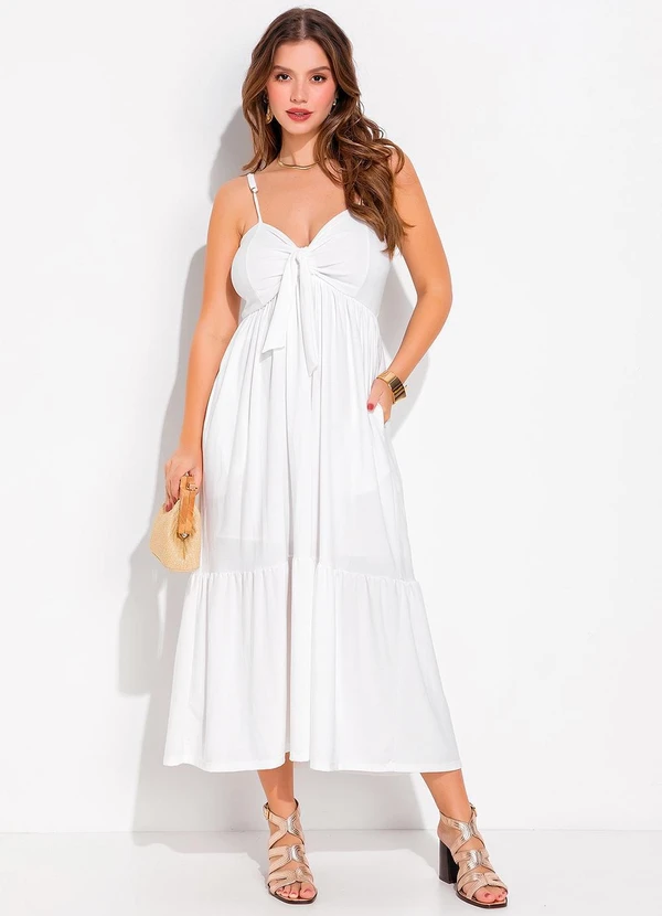 Quintess - Vestido Off White em Malha Crepe 4