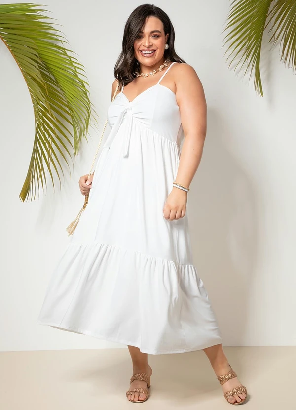 Quintess - Vestido Off White em Malha Crepe 6