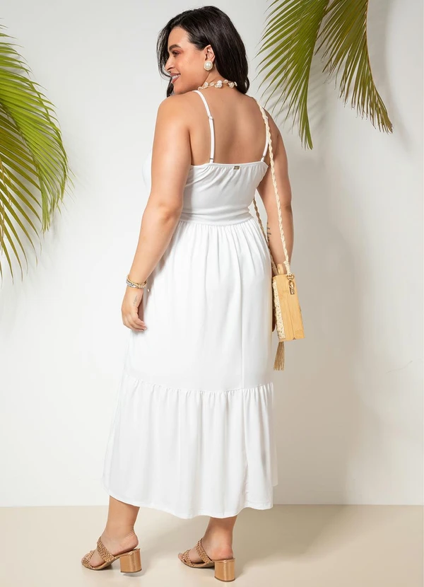 Quintess - Vestido Off White em Malha Crepe 7