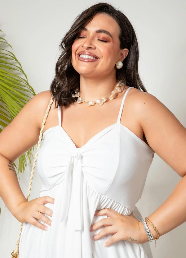 Quintess - Vestido Off White em Malha Crepe 8