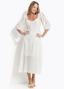 Vestido Off White em Voil Bordado Paetê