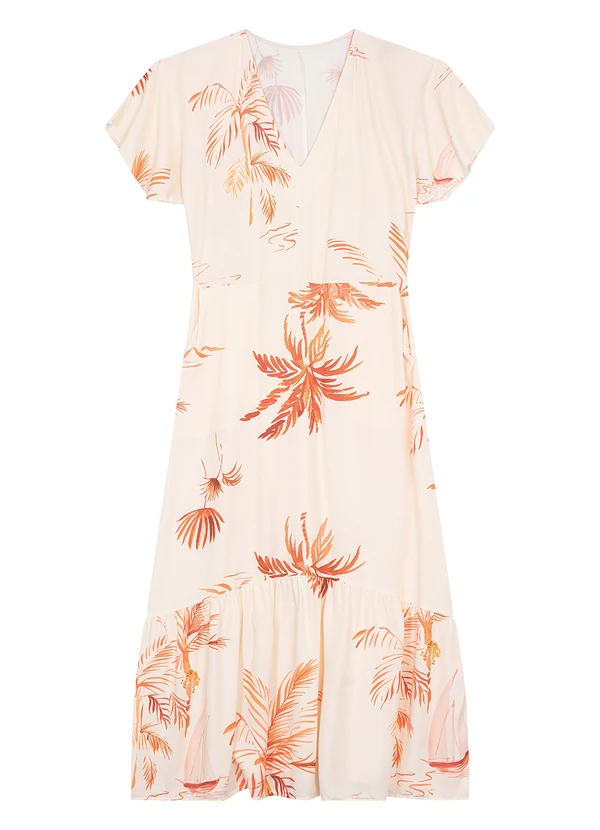 Malwee - Vestido Off White Evasê Tropical 2