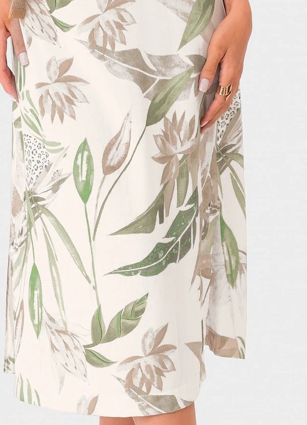 Malwee - Vestido Off White Mídi Tropical 4