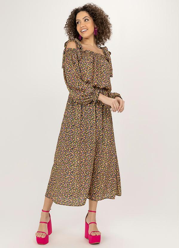 Angel - Vestido Ombro a Ombro Crepe Estampado