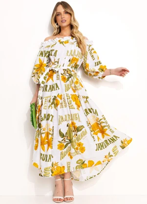 Farm - Vestido Ombro a Ombro Amarelo - FARM