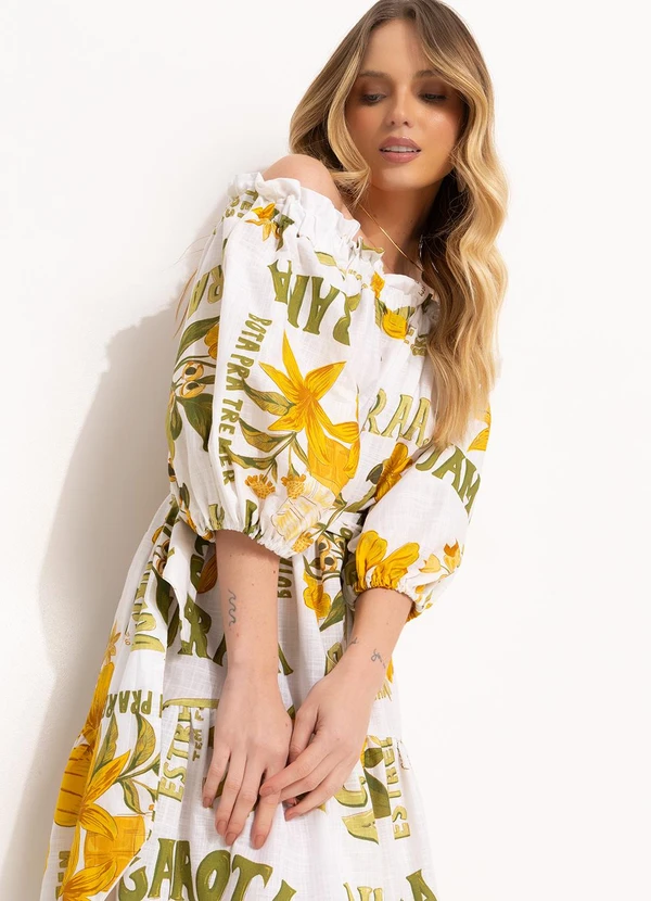 Farm - Vestido Ombro a Ombro Amarelo 8