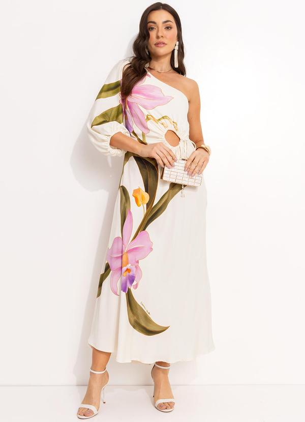 Farm - Vestido Ombro Só em Viscose Off White 3