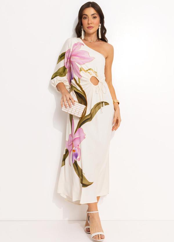 Farm - Vestido Ombro Só em Viscose Off White 6