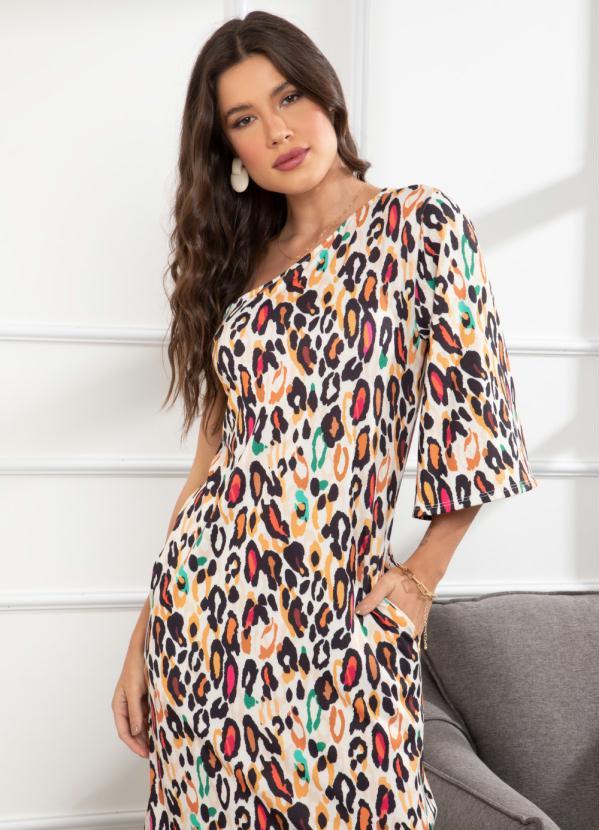 Quintess - Vestido Onça Color com Faixa para Amarrar 3