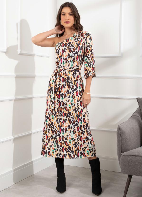 Quintess - Vestido Onça Color com Faixa para Amarrar 2