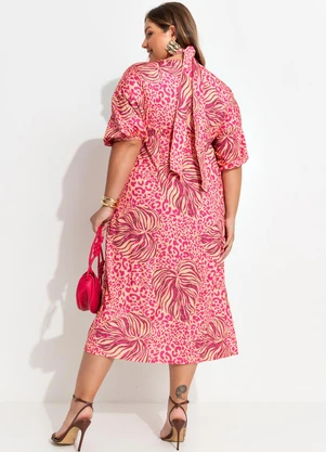 Quintess - Vestido Onça e Folhas em Malha Fria - QUINTESS