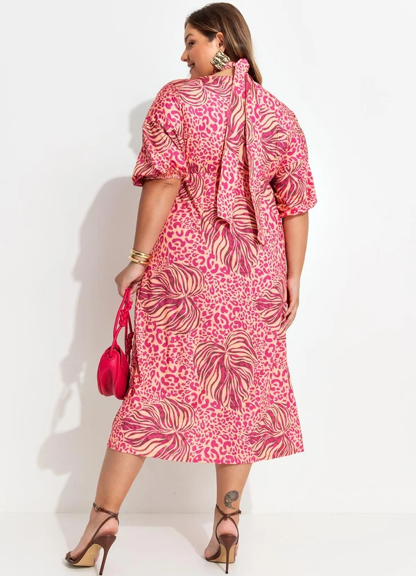 Quintess - Vestido Onça e Folhas em Malha Fria 7