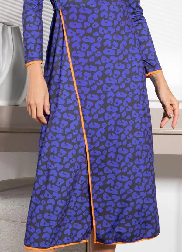 Quintess - Vestido Onça Marinho Transpassado 6