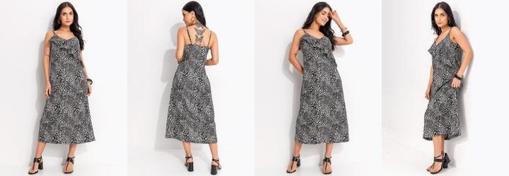 Vestido Ona Preta em Crepe Plano