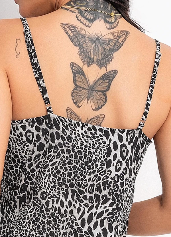 Quintess - Vestido Onça Preta em Crepe Plano