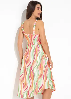 Rosalie - Vestido Ondas Coloridas em Jersey Acetinado - ROSALIE