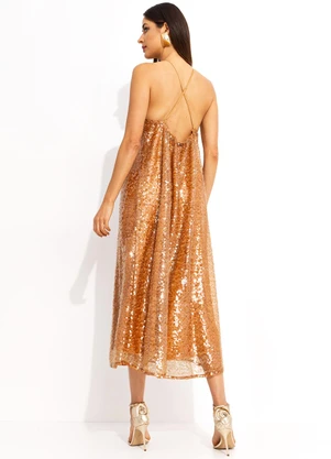 Colcci - Vestido Paetê Dourado - COLCCI