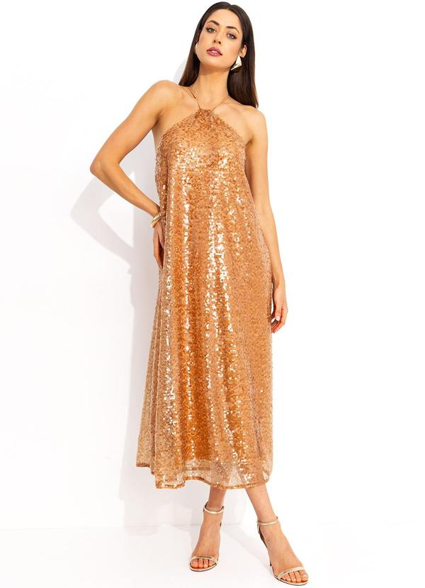 Colcci - Vestido Paetê Dourado