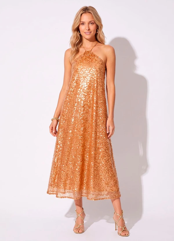 Colcci - Vestido Paetê Dourado