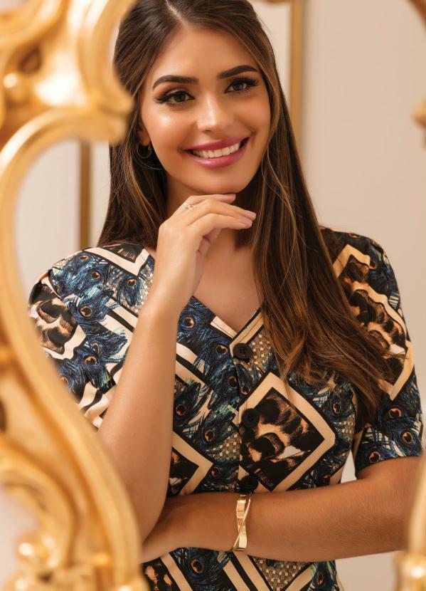 Rosalie - Vestido Penas Moda Evangélica com Botões 7