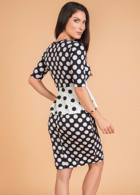 Outlet - Vestido Peplum Moda Evangélica Poá 2