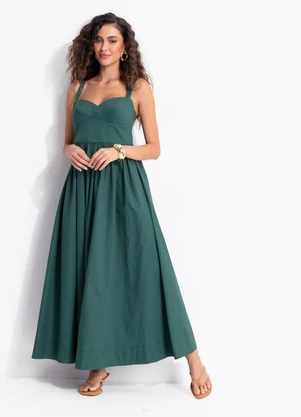 Farm - Vestido Pesponto Midi Verde - FARM