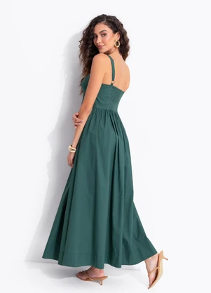 Farm - Vestido Pesponto Midi Verde - FARM