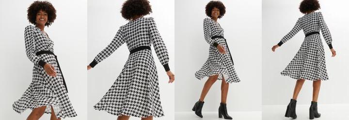 Vestido Pied de Poule P&B em Malha Fria