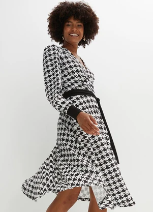 Vestido Pied de Poule P&B em Malha Fria bonprix