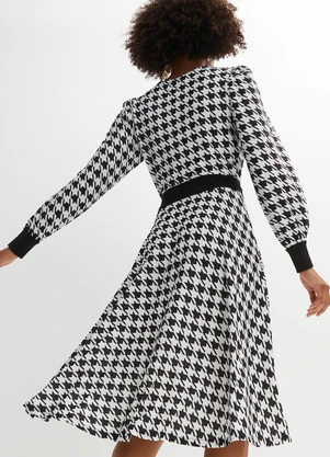 bonprix - Vestido Pied de Poule P&B em Malha Fria - BONPRIX