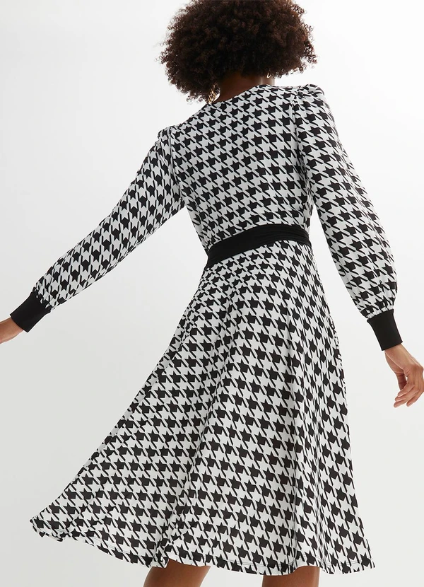 bonprix - Vestido Pied de Poule P&B em Malha Fria 7