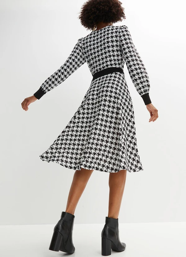 bonprix - Vestido Pied de Poule P&B em Malha Fria 5