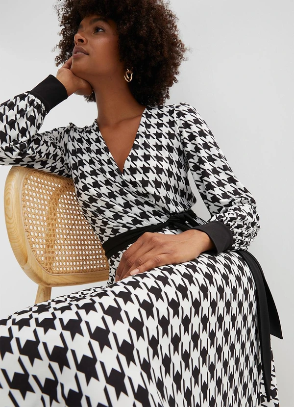 bonprix - Vestido Pied de Poule P&B em Malha Fria 4