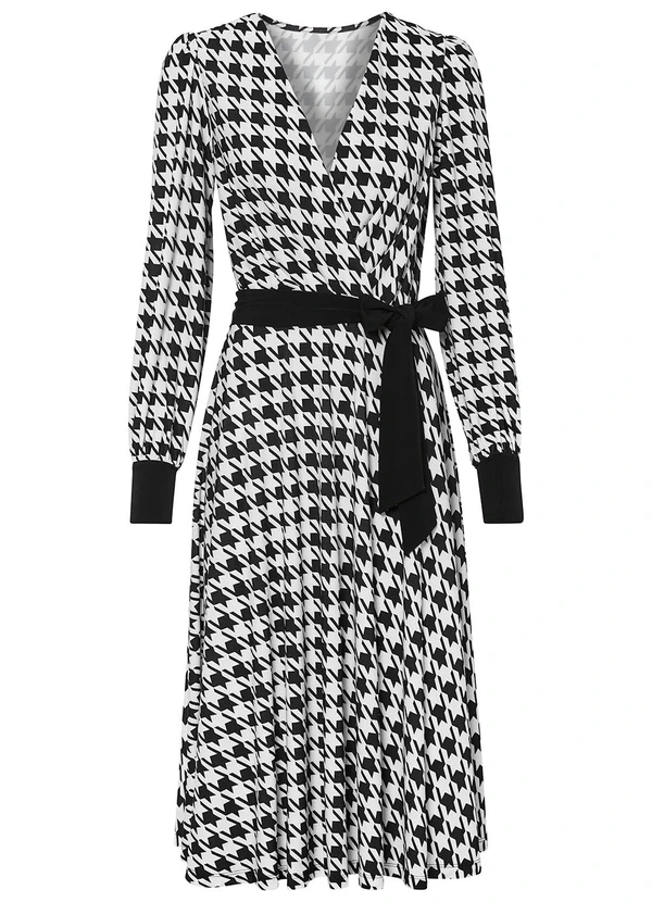 bonprix - Vestido Pied de Poule P&B em Malha Fria 1