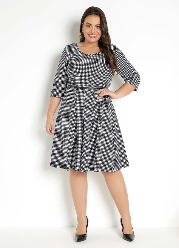 Rosalie - Vestido Pied de Poule Pret Evasê 10