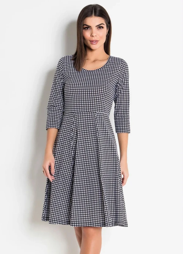 Rosalie - Vestido Pied de Poule Pret Evasê 4