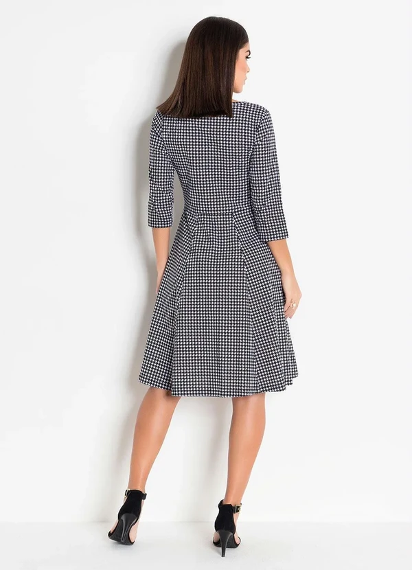 Rosalie - Vestido Pied de Poule Pret Evasê 5